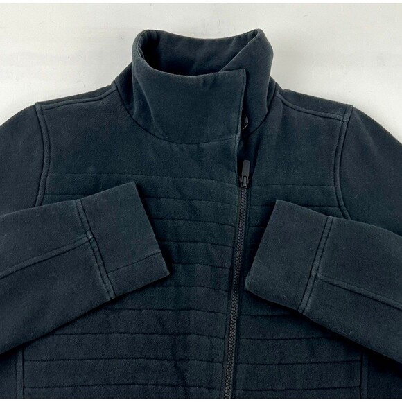 Lululemon Fleece Be True Jacket Womens Black Relaxed Fit Diagonal Full Zip Sz 6 - Picture 3 of 6